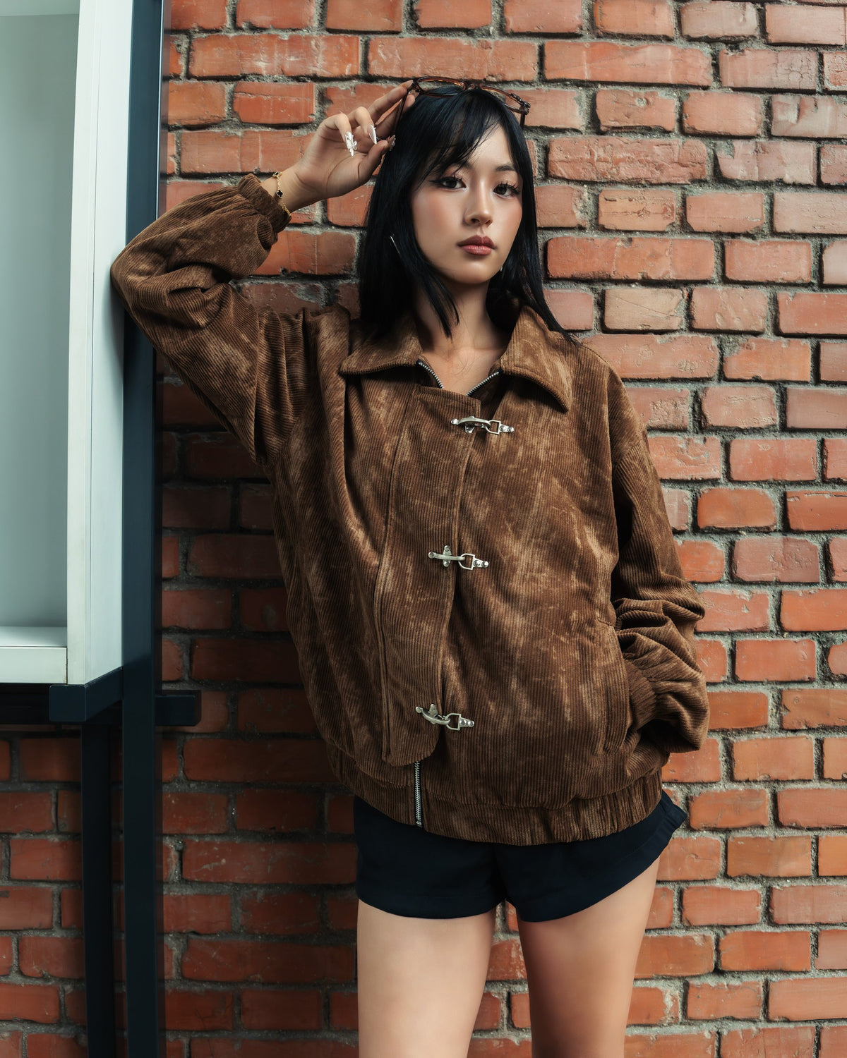 Corduroy Clasp Jacket — Brown