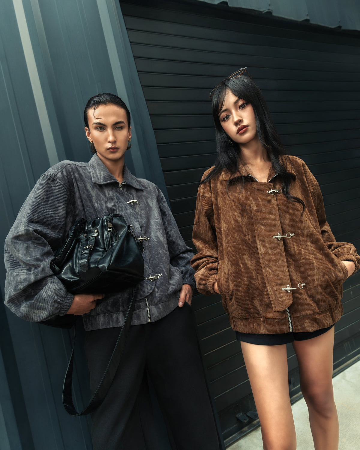 Corduroy Clasp Jacket — Grey